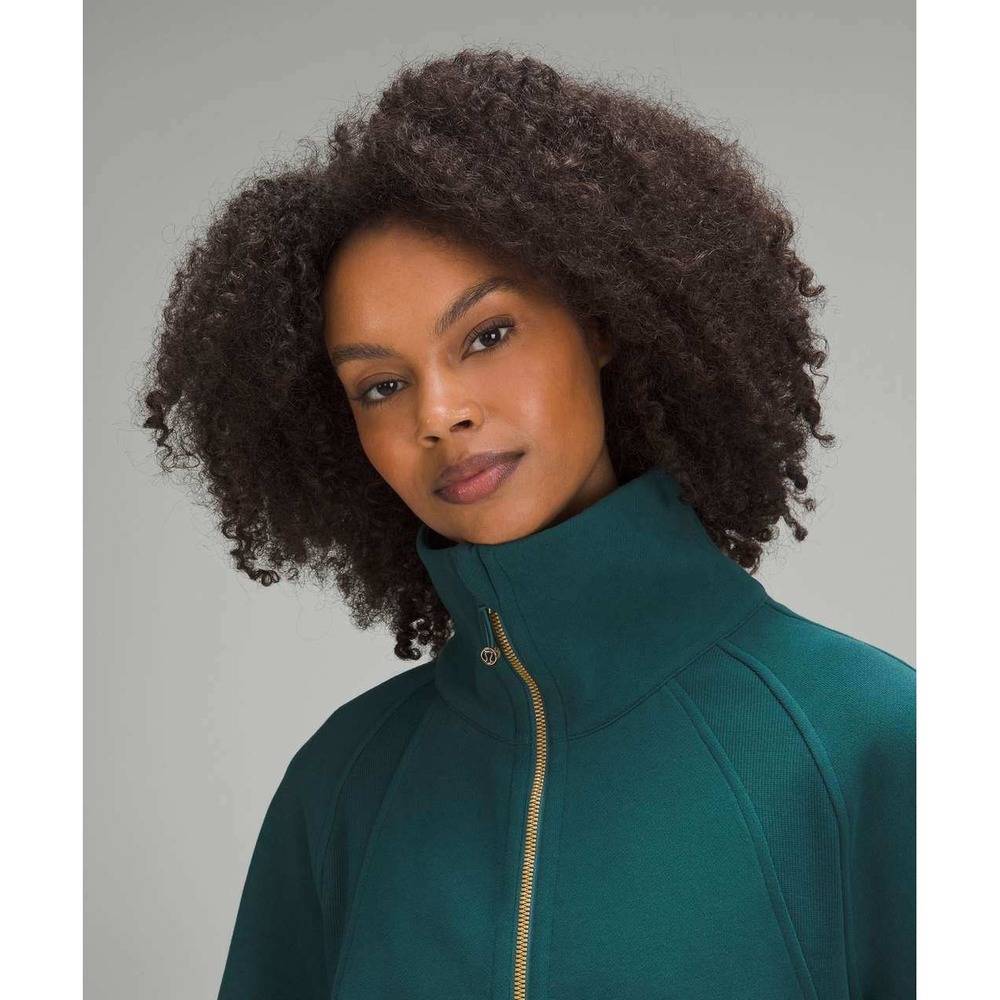 Lululemon Scuba Oversized Funnel Neck Half Zip Storm Teal Gold Zip Women's XS/S - Picture 2 of 8